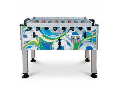 Professional multicolored table football made of aluminum and wood