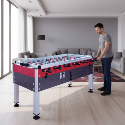 Professional red and gray table football game made of aluminum and MDF