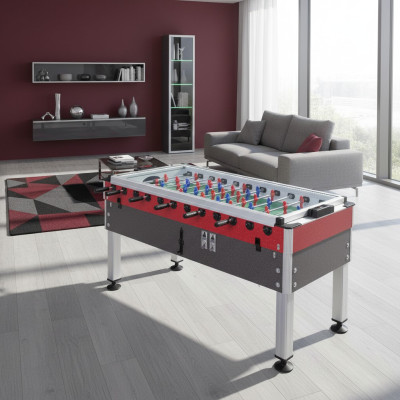 Professional red and gray table football game made of aluminum and MDF
