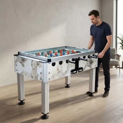 Professional beige foosball table made of aluminum and MDF