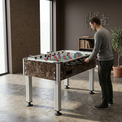 High-quality brown MDF and aluminum table football with modern design