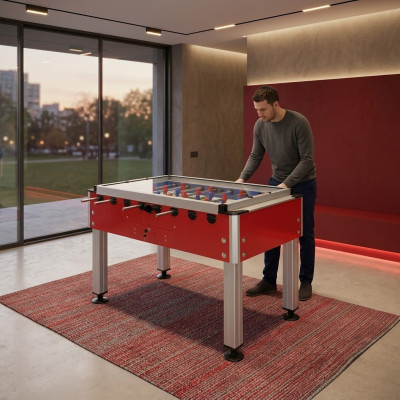 Professional red table football made of aluminum and MDF