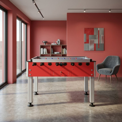Professional red table football made of aluminum and MDF