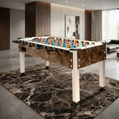 Professional aluminum foosball table made of brown MDF wood