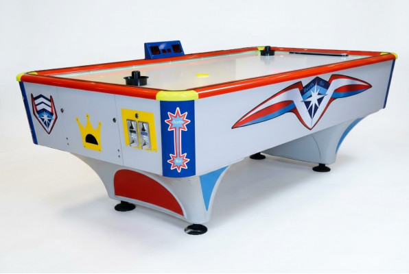 Multicolored aluminum and MDF air hockey table