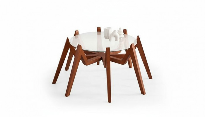 Modern style coffee table, new high-quality living room furniture made of glass and wood.