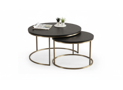 Coffee tables 2-piece top and bottom brass metal legs high-quality living room