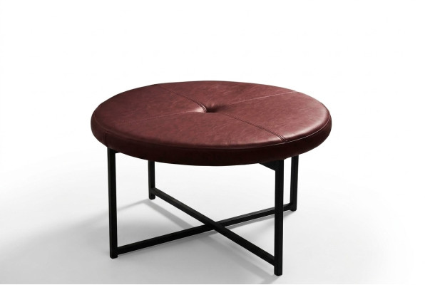 Coffee table with new high-quality leather tabletop, new living room furniture, chestnut brown.