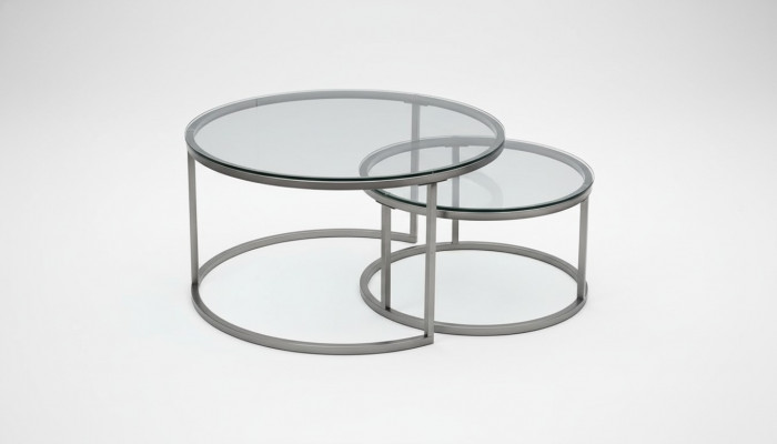 Coffee tables 2 pieces glass tabletop metal gold-colored living room furniture