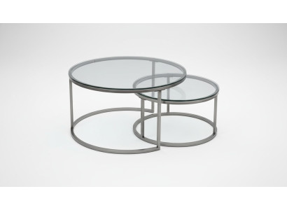 Coffee tables 2 pieces glass tabletop metal gold-colored living room furniture