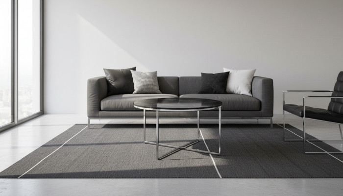 Round coffee table living room black MDF + metal X-legs new luxury