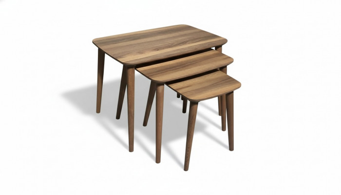 Rectangular coffee table set 3x tables living room dining room brown wood