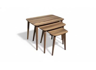 Rectangular coffee table set 3x tables living room dining room brown wood