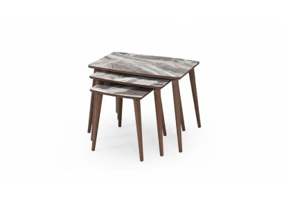 Modern living room 3x coffee table set rectangular beige side table