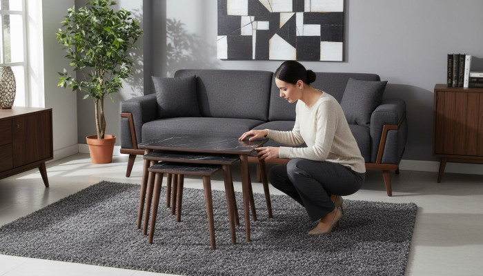 Rectangular coffee tables 3 x set black dining room-living room tables new