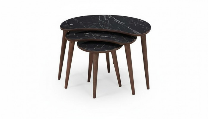 Coffee tables 3 x set made of black wood luxurious living room table set