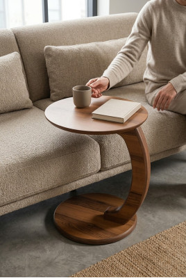 Side table made from high-quality MDF chipboard, brown living room table