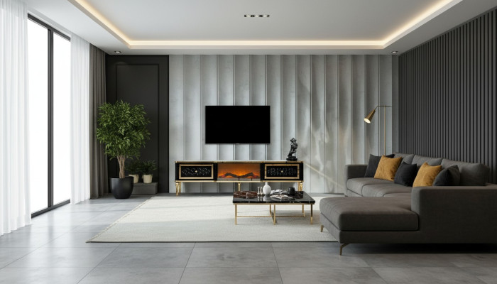 TV sideboard black dresser imitation fireplace stylish living room furniture