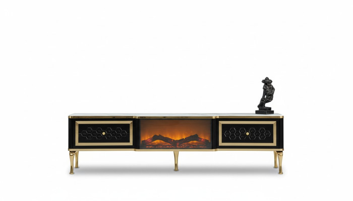 TV sideboard black dresser imitation fireplace stylish living room furniture