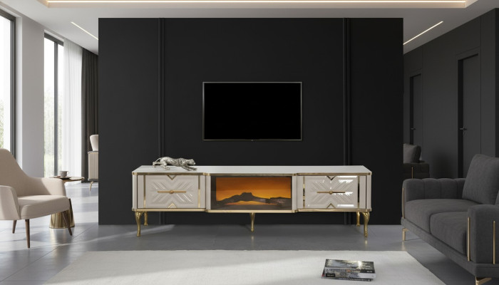 Living room sideboard white + gold fireplace luxury RTV lowboard exclusive
