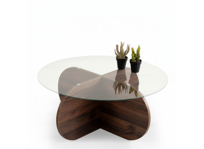 Modern coffee table living room glass dark brown wood chipboard new