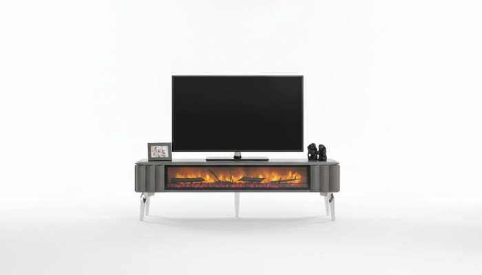 High-quality TV sideboard fireplace MDF metal gray color new living room