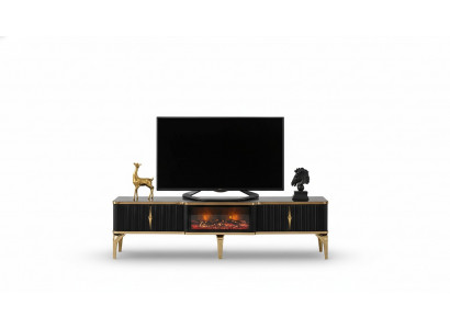 Black TV lowboard new luxurious furniture MDF-metal for living room