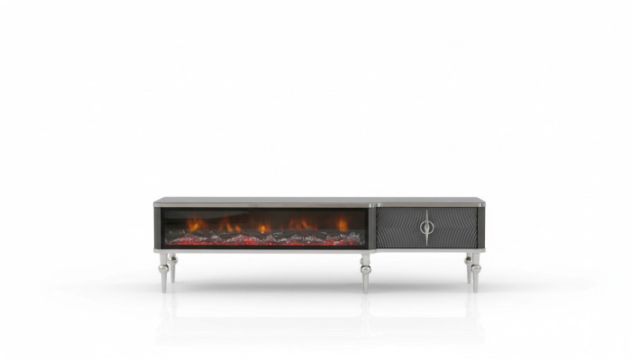 TV sideboard fireplace metal wood MDF chipboard luxury furniture new white RTV