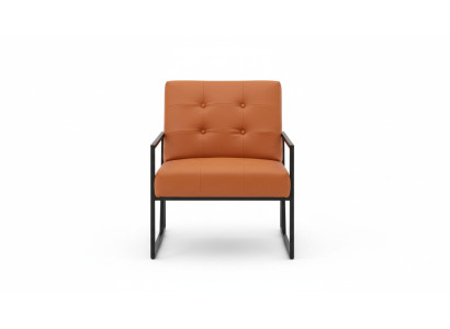 Living room armchair orange new luxurious metal legs textile upholstery