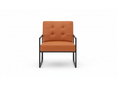 Living room armchair orange new luxurious metal legs textile upholstery