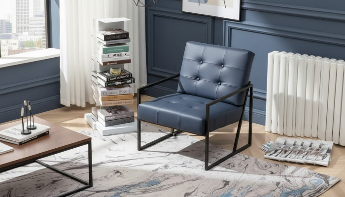 1-seater armchair black fabric metal legs living room luxury dining room