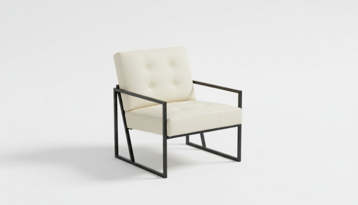 Exclusive armchair living room modern style beige fabric metal legs