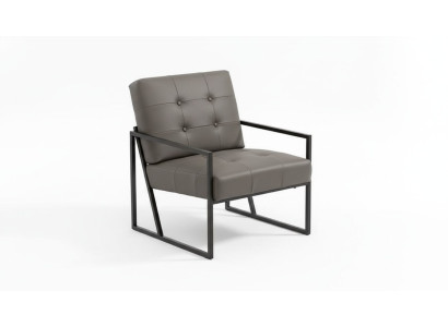 Living room armchair dark gray 1-seater metal legs + textile upholstery