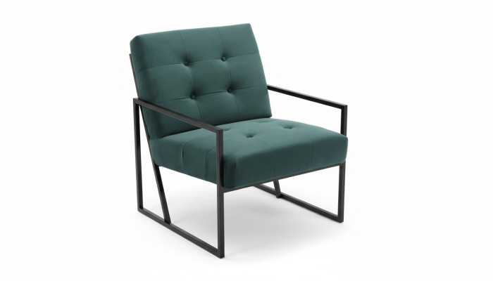 Dark green armchair living room textile + metal legs luxury furniture new