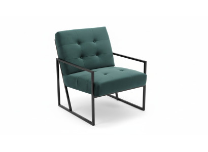 Dark green armchair living room textile + metal legs luxury furniture new