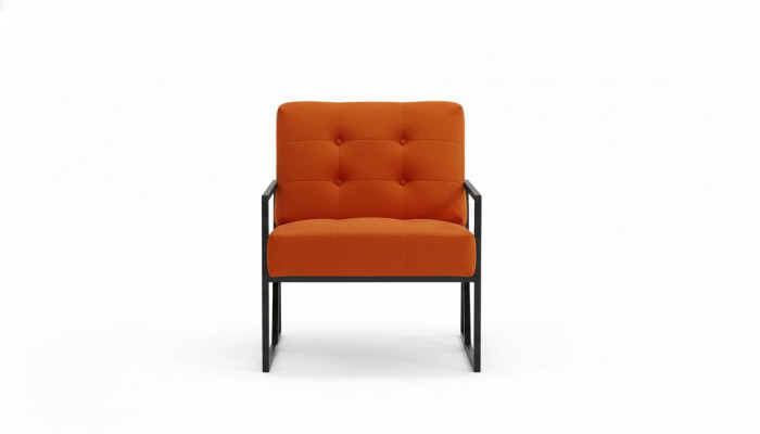 Orange armchair living room luxury furniture high-quality metal legs textile new