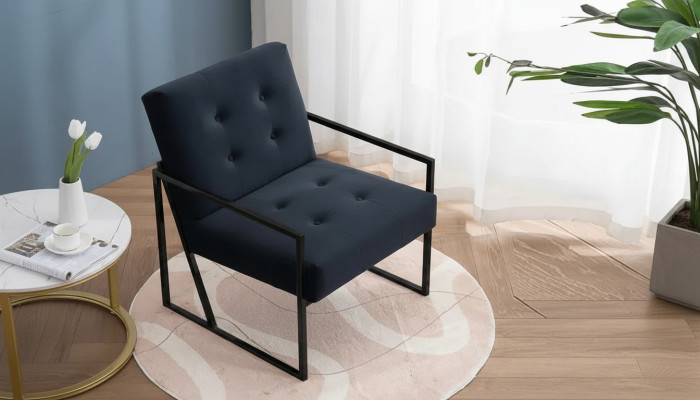 Cozy black armchair New Textile Metal High-quality materials
