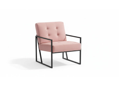 Comfortable Armchair 1-Seater Living Room Pink Textile Upholstery Metal Legs
