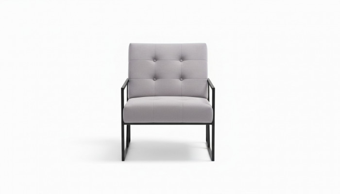 Living room armchair purple color metal legs textile 1-seater Chesterfield