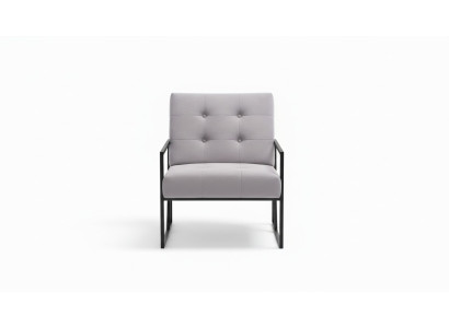 Living room armchair purple color metal legs textile 1-seater Chesterfield