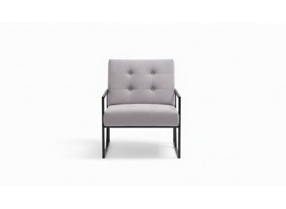 Living room armchair purple color metal legs textile 1-seater Chesterfield