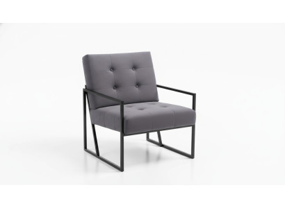 Gray Chesterfield Armchair Wood Frame Luxury Living Room Furniture 1-Seater