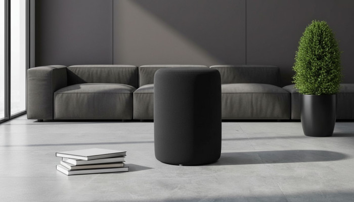 Black stool living room polyester upholstered pouf luxury