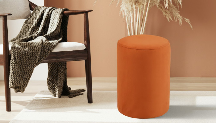 Orange-colored stool, new high-quality stool, textile, chipboard.
