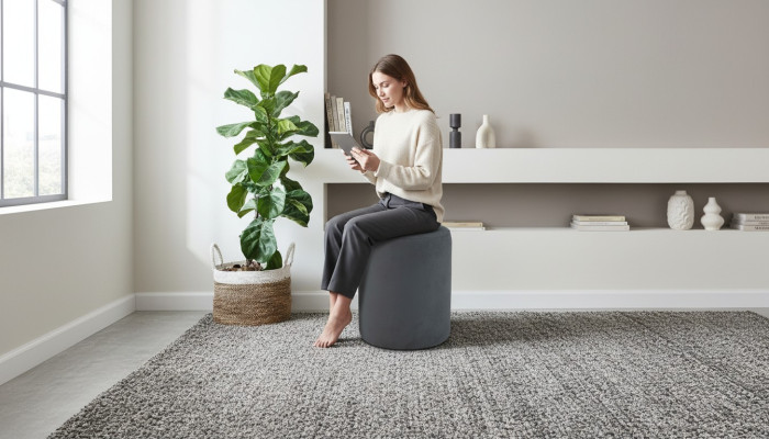 Gray stool living room textile upholstery first-class exclusive furniture
