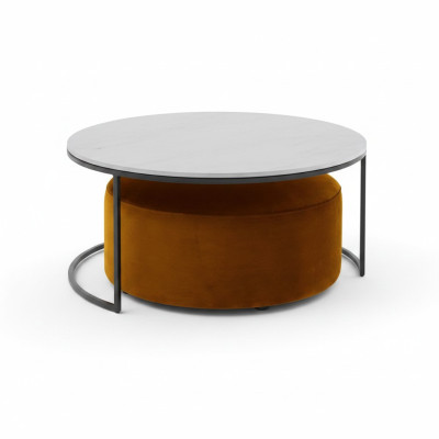 White MDF coffee table + orange stool new metal legs luxury