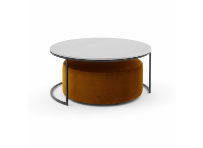 White MDF coffee table + orange stool new metal legs luxury