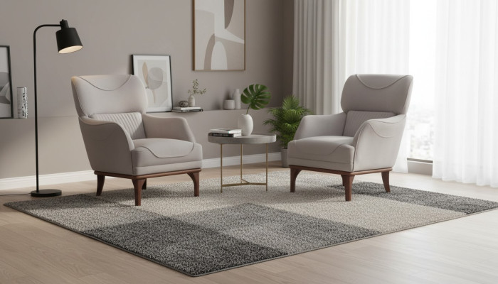 Light gray, dewy, modern style armchair for living room new 2-piece set