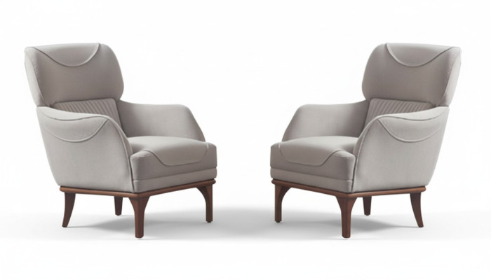 Light gray, dewy, modern style armchair for living room new 2-piece set