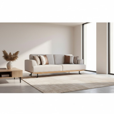 Luxurious set of gray three-seater sofas for the living room with a modern design.